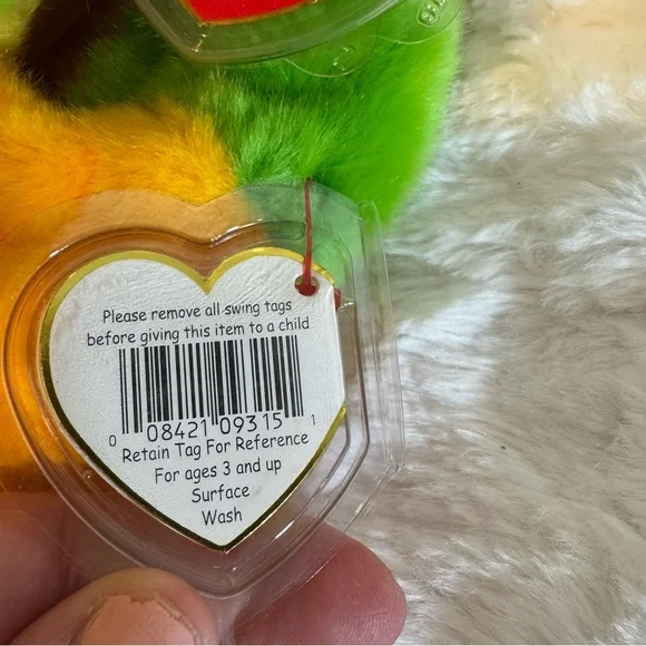 Ty Green and Yellow Frog Stuffed Animal - Picture 10 of 13